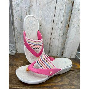 BZees Flip-Flops Pink Cabana Sandal Foam Cushion Insole | Woman’s Size 7 Wide